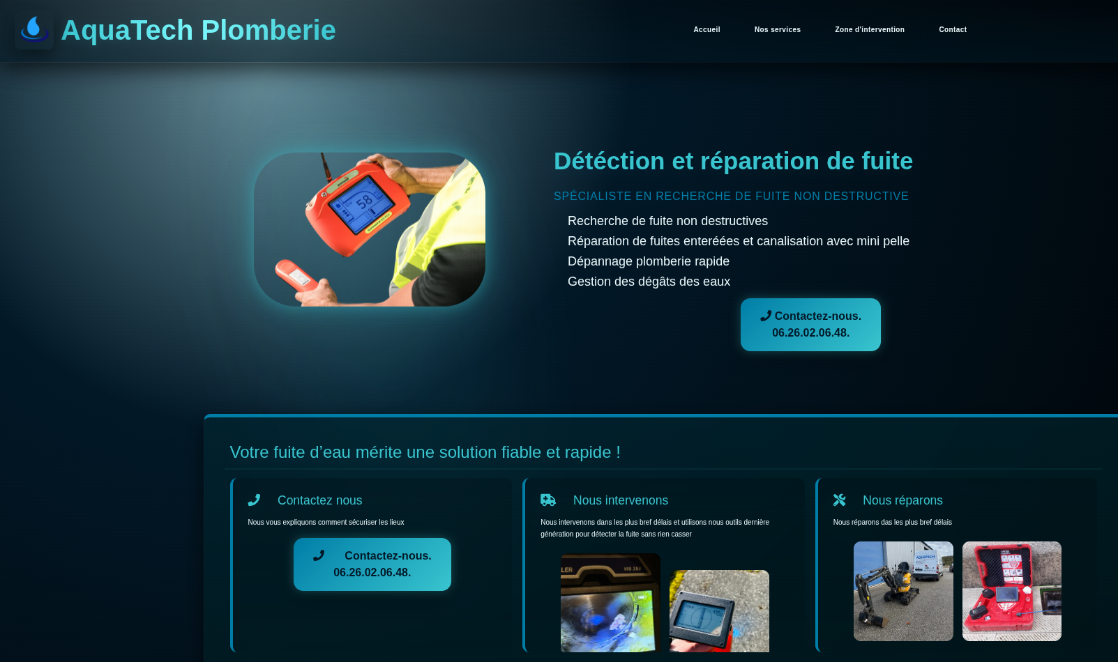 Aperçu du template de site pour Aqua
