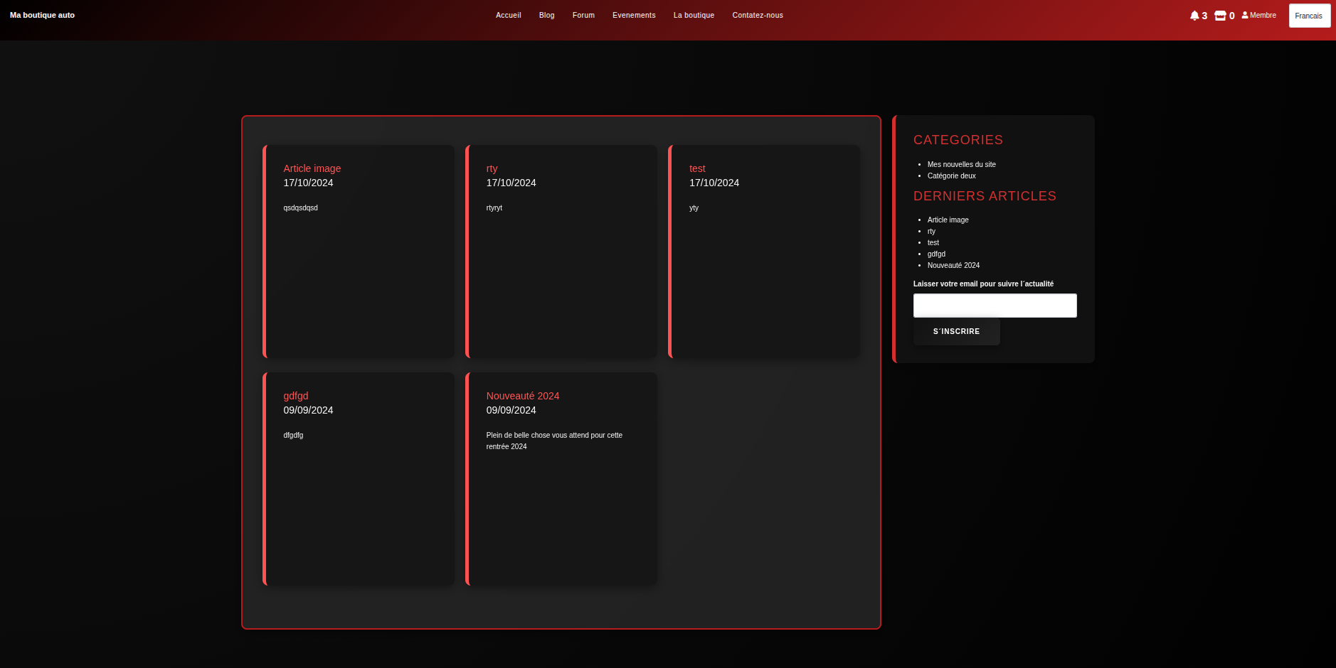 Aperçu du template de site pour ShopCar